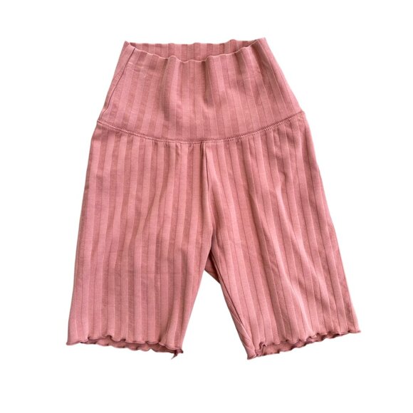 ✨ Aerie Offline Ribbed Bike Shorts SZ XS High Waisted Peachy Pink Y2K Vibe - Picture 2 of 5